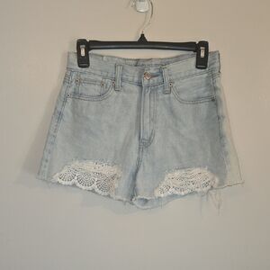 American Eagle Light Blue Jean Shorts with Lace Trim LOT J